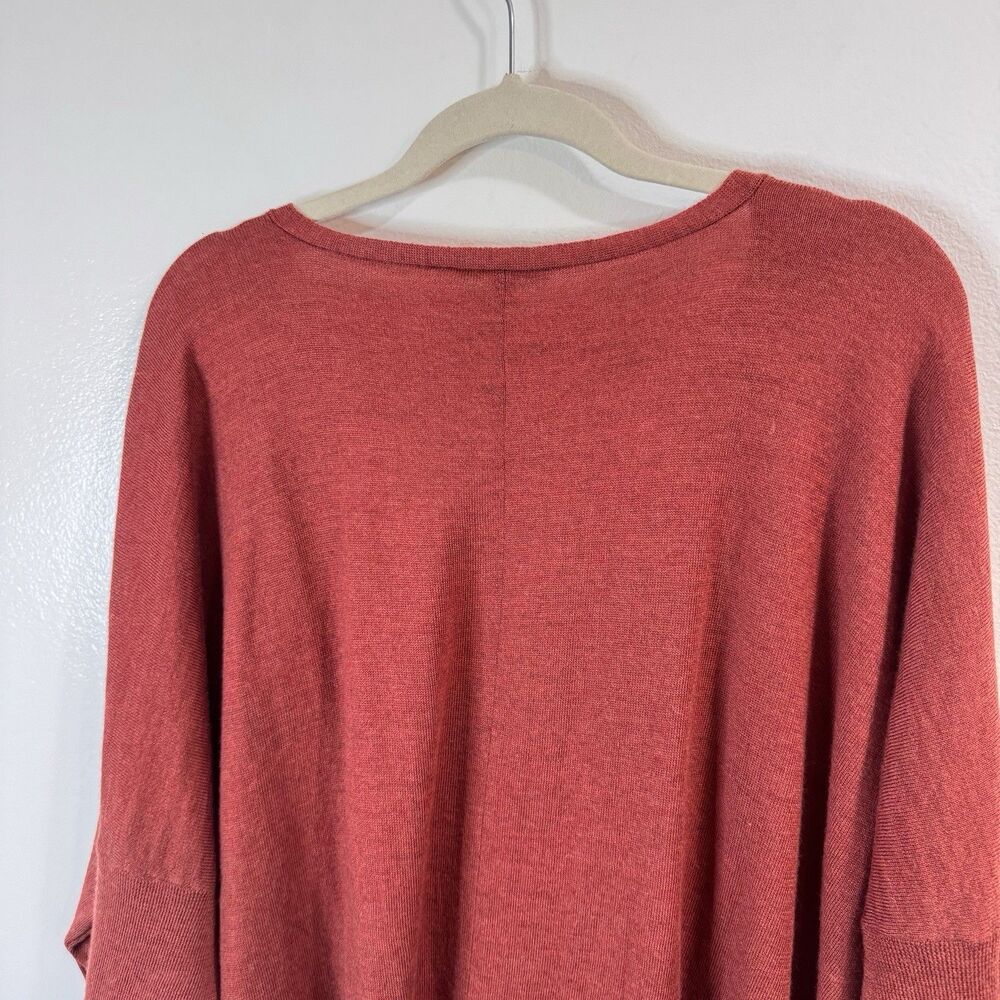 Eileen Fisher Sweater 3X 100% Merino Wool Red Orange Italian Yarn V-neck Dolman - Picture 6 of 9